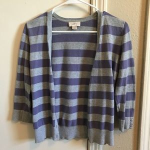 Violet/ gray striped LOFT cardigan
